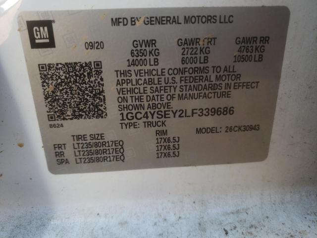 Photo 10 from auction – 2020 CHEVROLET SILVERADO with VIN 1GC4YSEY2LF339686