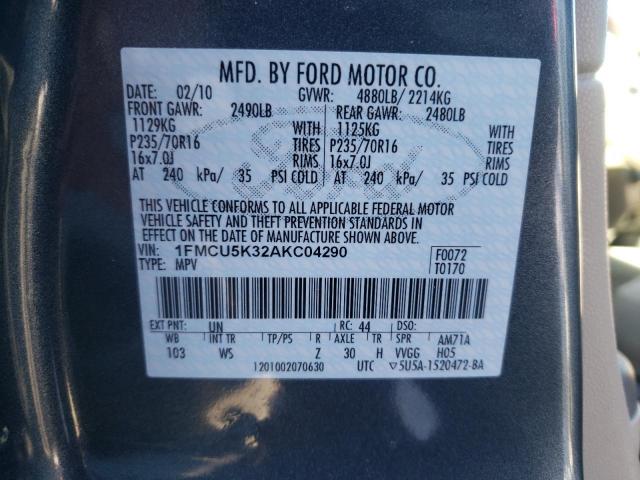 Photo 14 from auction – 2010 FORD ESCAPE HYB with VIN 1FMCU5K32AKC04290