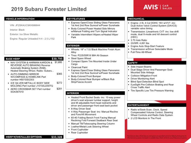Photo 13 from auction – 2019 SUBARU FORESTER L with VIN JF2SKAUC5KH586844