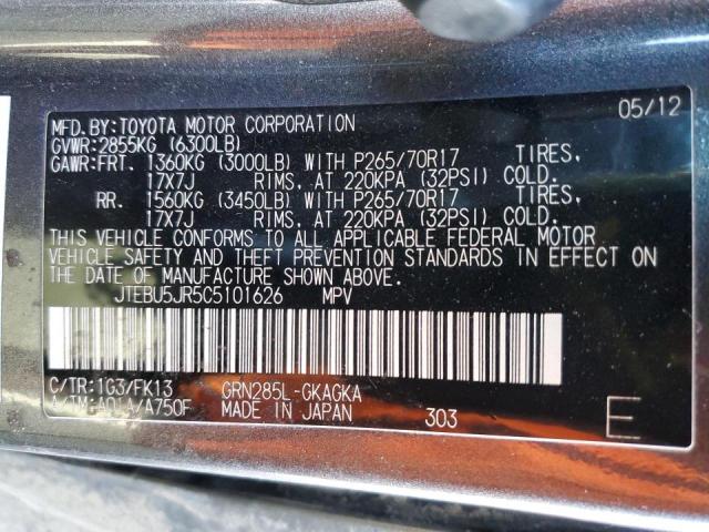 Photo 14 from auction – 2012 TOYOTA 4RUNNER SR with VIN JTEBU5JR5C5101626