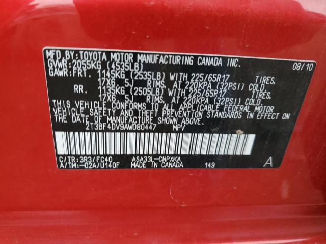 Photo 14 from auction – 2010 TOYOTA RAV4 with VIN 2T3BF4DV9AW080447