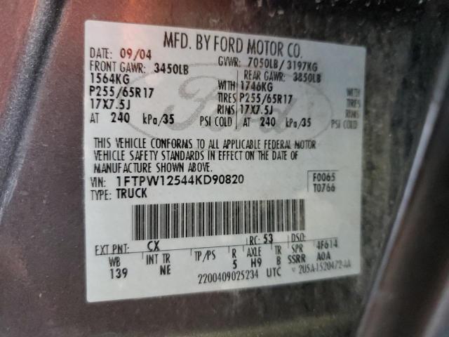 Photo 14 from auction – 2004 FORD F150 SUPER with VIN 1FTPW12544KD90820