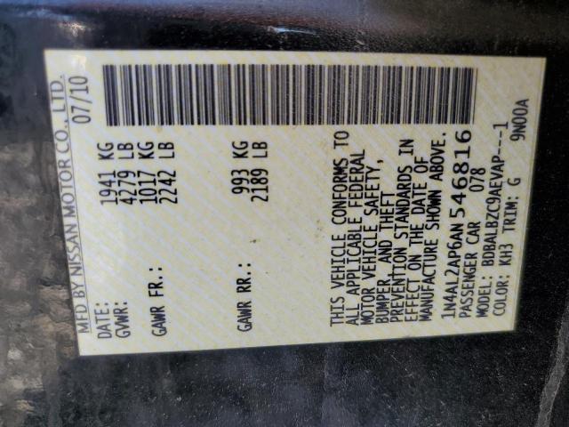 Photo 10 from auction – 2010 NISSAN ALTIMA BAS with VIN 1N4AL2AP6AN546816