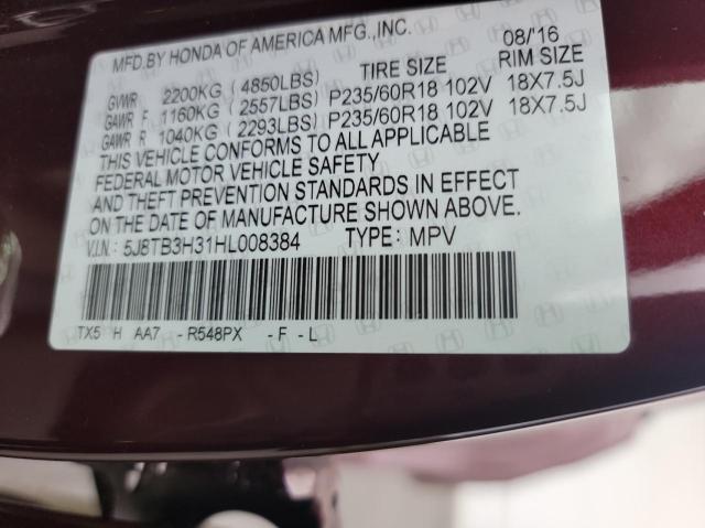 Photo 10 from auction – 2017 ACURA RDX with VIN 5J8TB3H31HL008384