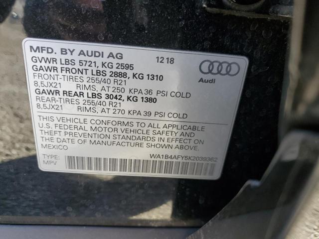 Photo 14 from auction – 2019 AUDI SQ5 PREMIU with VIN WA1B4AFY5K2039362