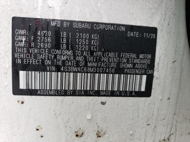 Photo 10 from auction – 2021 SUBARU LEGACY PRE with VIN 4S3BWAC68M3007456