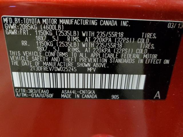 Photo 14 from auction – 2013 TOYOTA RAV4 LIMIT with VIN 2T3DFREV7DW025245