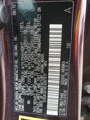 Photo 14 from auction – 2012 TOYOTA HIGHLANDER with VIN 5TDZK3EH8CS087617
