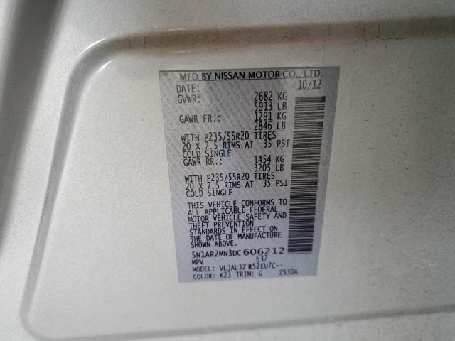 Photo 14 from auction – 2013 NISSAN PATHFINDER with VIN 5N1AR2MN3DC606212