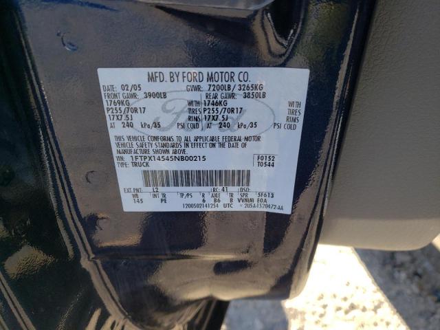 Photo 10 from auction – 2005 FORD F150 with VIN 1FTPX14545NB00215