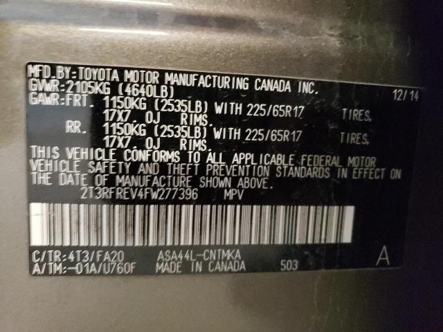 Photo 14 from auction – 2015 TOYOTA RAV4 XLE with VIN 2T3RFREV4FW277396