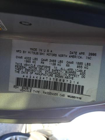 Photo 10 from auction – 2007 MITSUBISHI ECLIPSE GT with VIN 4A3AK34T37E007314