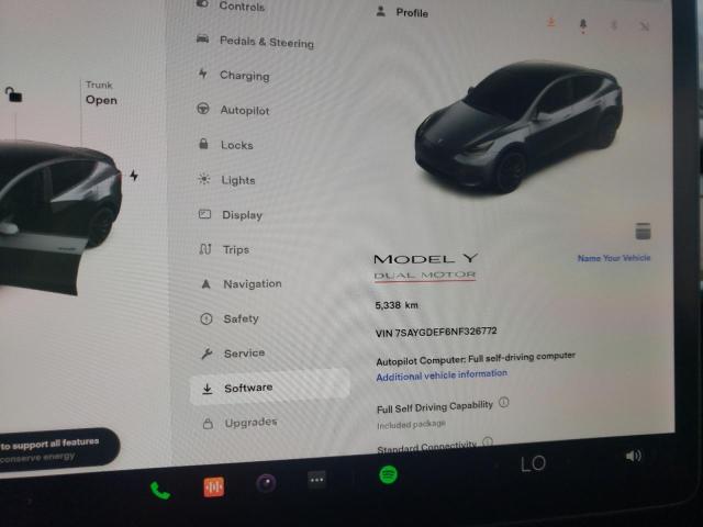Photo 9 from auction – 2022 TESLA MODEL Y with VIN 7SAYGDEF6NF326772