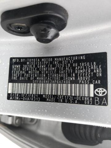 Photo 10 from auction – 2017 TOYOTA COROLLA L with VIN 5YFBURHE2HP647406