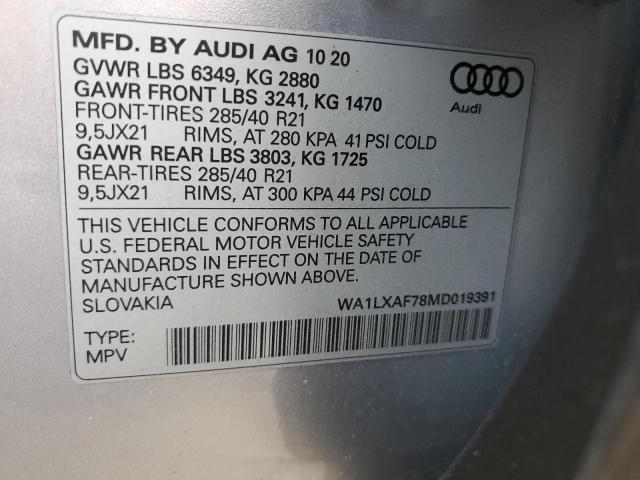 Photo 14 from auction – 2021 AUDI Q7 PREMIUM with VIN WA1LXAF78MD019391