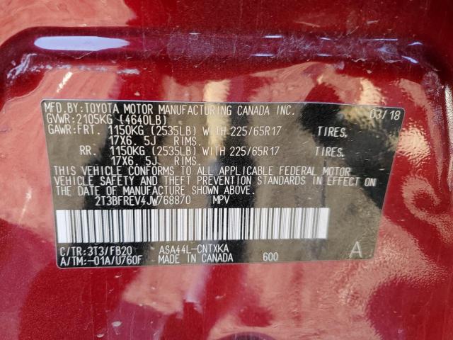Photo 14 from auction – 2018 TOYOTA RAV4 LE with VIN 2T3BFREV4JW768870