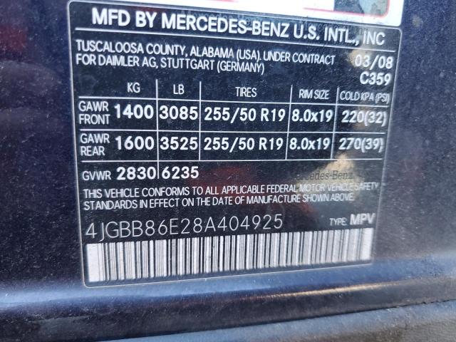 Photo 14 from auction – 2008 MERCEDES-BENZ ML 350 with VIN 4JGBB86E28A404925