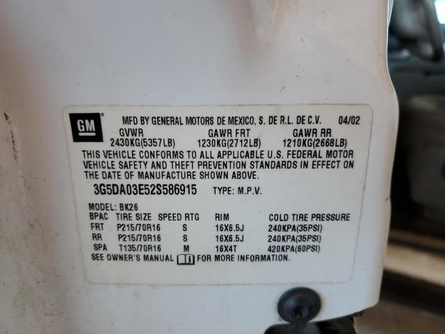 Photo 14 from auction – 2002 BUICK RENDEZVOUS with VIN 3G5DA03E52S586915