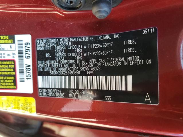 Photo 14 from auction – 2014 TOYOTA SIENNA LE with VIN 5TDKK3DC2ES490650