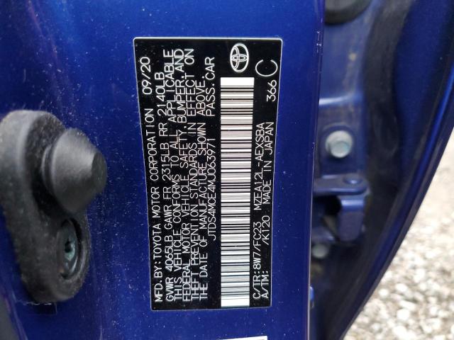 Photo 10 from auction – 2021 TOYOTA COROLLA SE with VIN JTDS4MCE4MJ063971