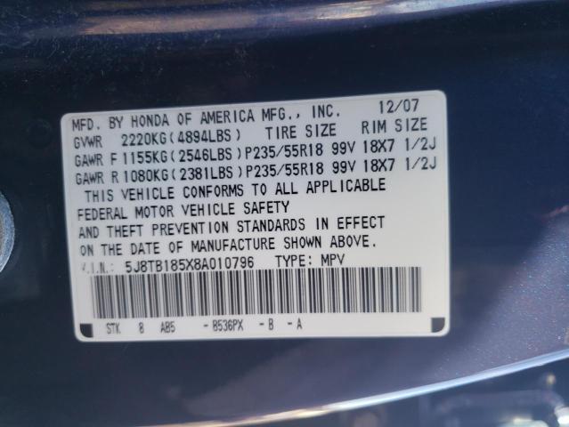 Photo 14 from auction – 2008 ACURA RDX TECHNO with VIN 5J8TB185X8A010796