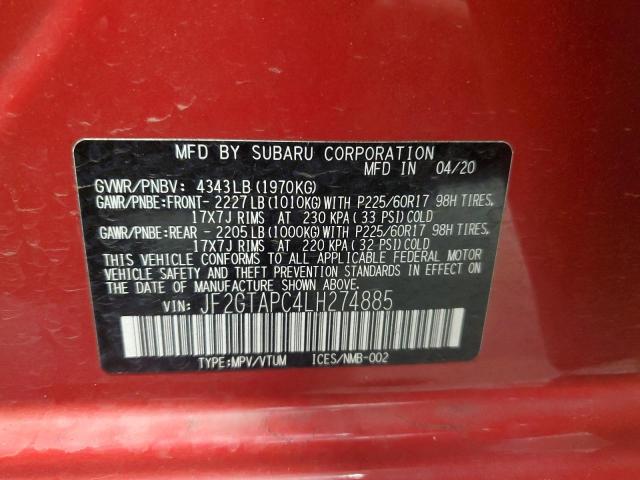 Photo 14 from auction – 2020 SUBARU CROSSTREK with VIN JF2GTAPC4LH274885