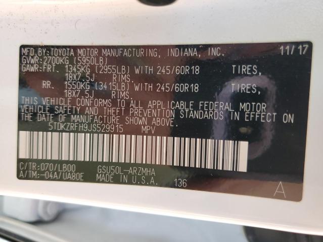Photo 14 from auction – 2018 TOYOTA HIGHLANDER with VIN 5TDKZRFH9JS529915