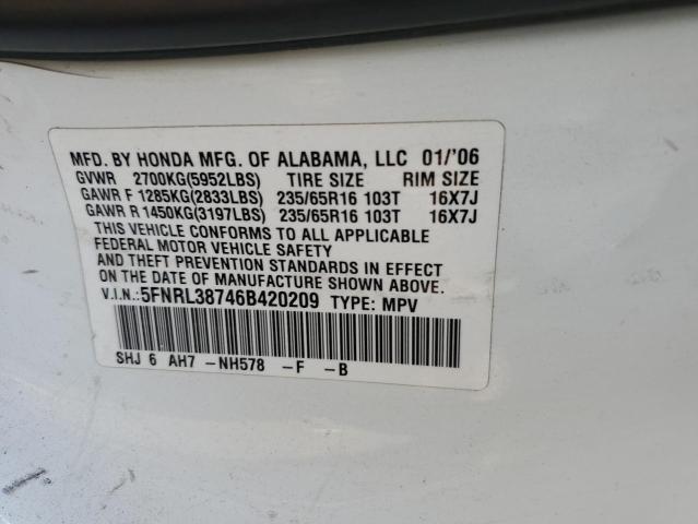 Photo 14 from auction – 2006 HONDA ODYSSEY EX with VIN 5FNRL38746B420209
