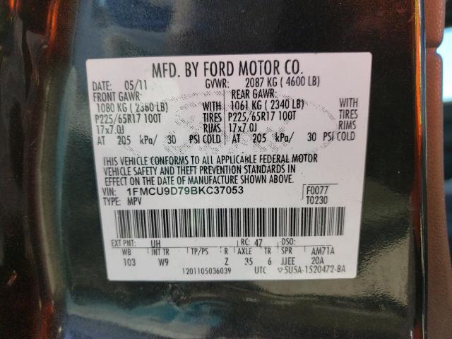 Photo 14 from auction – 2011 FORD ESCAPE XLT with VIN 1FMCU9D79BKC37053