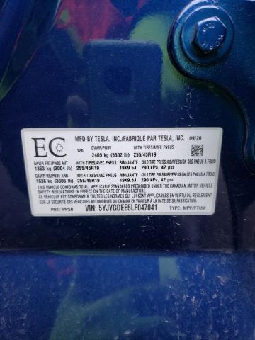 Foto 14 de la subasta – 2020 TESLA MODEL Y con VIN 5YJYGDEE5LF047041