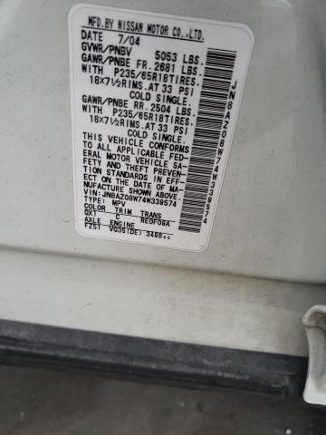 Photo 14 from auction – 2004 NISSAN MURANO SL with VIN JN8AZ08W74W339574