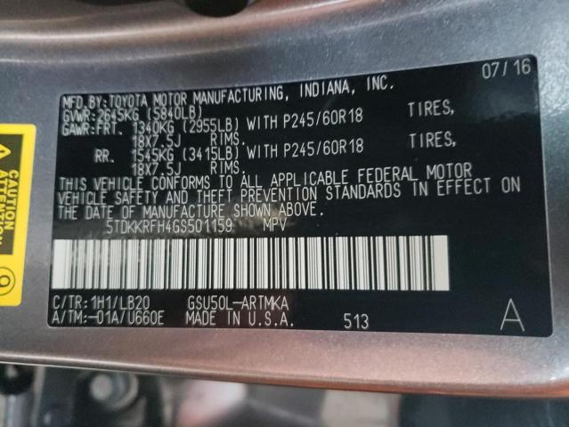 Photo 14 from auction – 2016 TOYOTA HIGHLANDER with VIN 5TDKKRFH4GS501159
