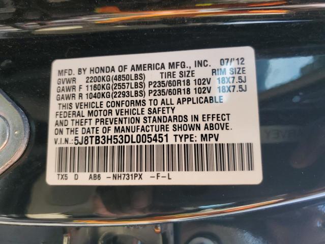 Photo 14 from auction – 2013 ACURA RDX TECHNO with VIN 5J8TB3H53DL005451