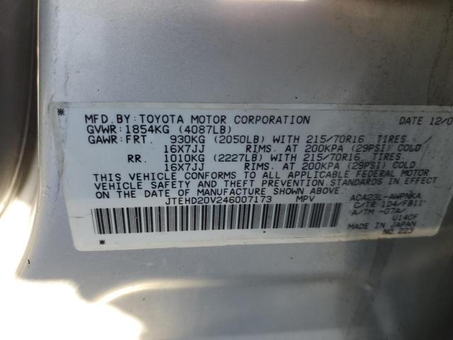 Photo 14 from auction – 2004 TOYOTA RAV4 with VIN JTEHD20V246007173