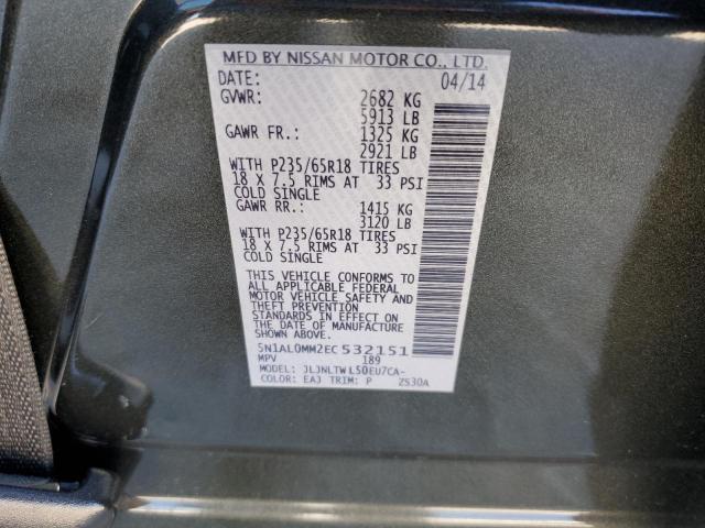 Photo 14 from auction – 2014 INFINITI QX60 with VIN 5N1AL0MM2EC532151