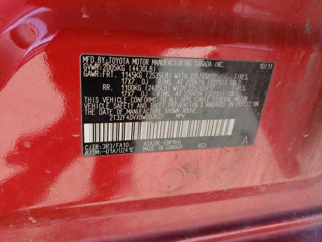 Photo 14 from auction – 2011 TOYOTA RAV4 with VIN 2T3ZF4DVXBW093627