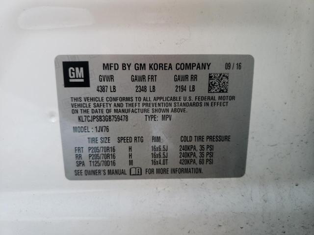 Photo 14 from auction – 2016 CHEVROLET TRAX 1LT with VIN KL7CJPSB3GB759478