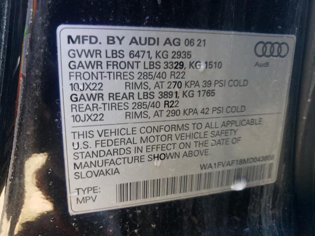 Photo 10 from auction – 2021 AUDI Q8 PRESTIG with VIN WA1FVAF18MD043656
