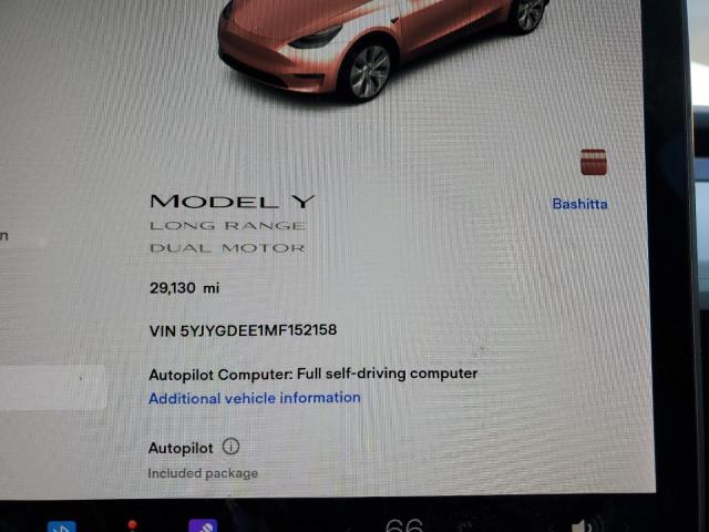 Photo 9 from auction – 2021 TESLA MODEL Y with VIN 5YJYGDEE1MF152158