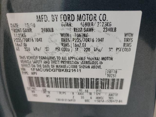 Photo 14 from auction – 2011 FORD ESCAPE XLT with VIN 1FMCU9DG7BKB21611