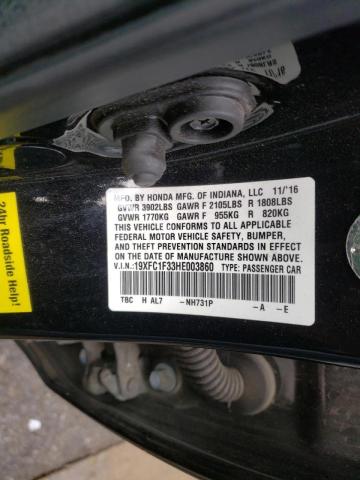 Photo 10 from auction – 2017 HONDA CIVIC EX with VIN 19XFC1F33HE003860