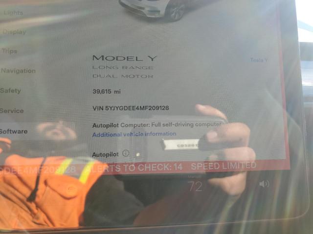 Photo 9 from auction – 2021 TESLA MODEL Y with VIN 5YJYGDEE4MF209128