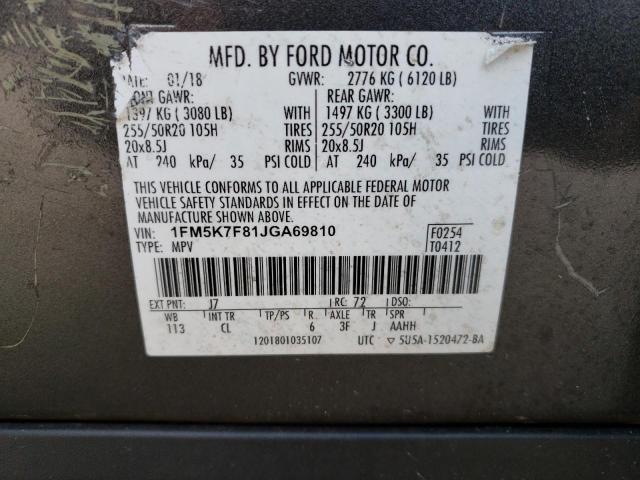 Photo 14 from auction – 2018 FORD EXPLORER L with VIN 1FM5K7F81JGA69810