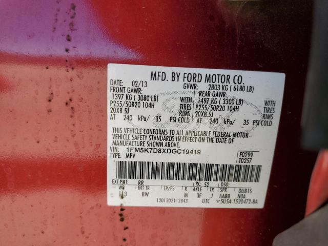 Photo 14 from auction – 2013 FORD EXPLORER X with VIN 1FM5K7D8XDGC19419