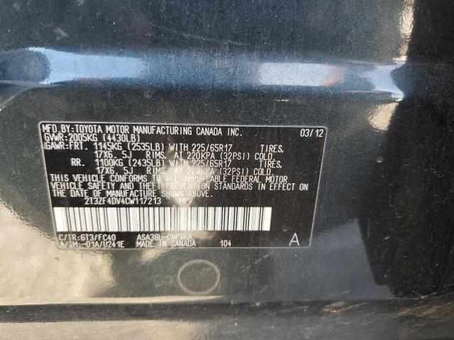 Photo 14 from auction – 2012 TOYOTA RAV4 with VIN 2T3ZF4DV4CW117213