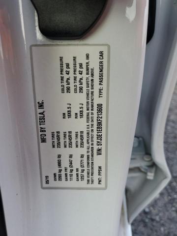 Photo 10 from auction – 2019 TESLA MODEL 3 with VIN 5YJ3E1EB9KF213600