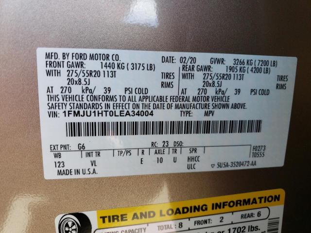 Photo 14 from auction – 2020 FORD EXPEDITION with VIN 1FMJU1HT0LEA34004