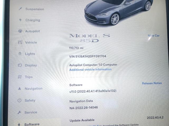 Photo 9 from auction – 2015 TESLA MODEL S 85 with VIN 5YJSA1H20FF091704