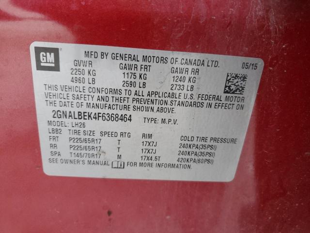 Photo 14 from auction – 2015 CHEVROLET EQUINOX LT with VIN 2GNALBEK4F6368464