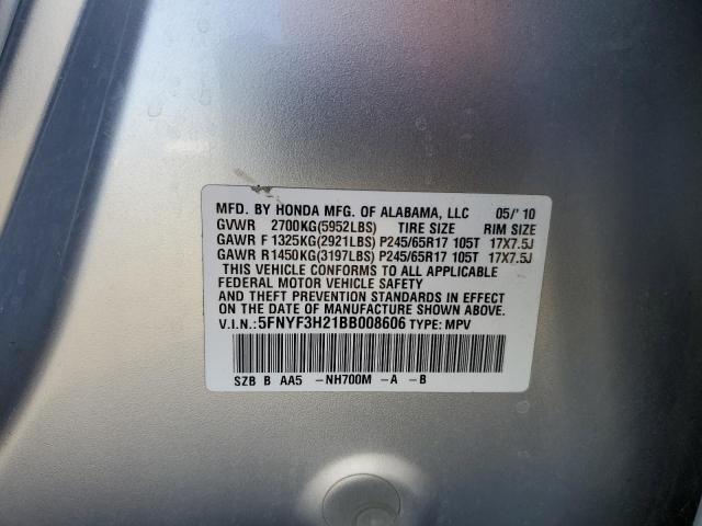 Foto 14 de la subasta – 2011 HONDA PILOT LX con VIN 5FNYF3H21BB008606
